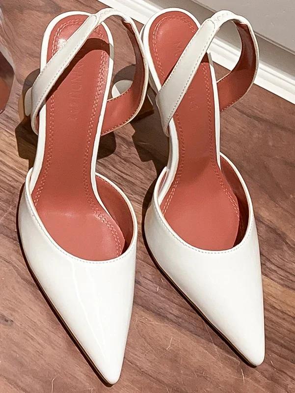 Туфли на каблуке цвета бокала для вина с острым носком, женские, лето 2024 г., новая корейская версия сандалий со свободным ремешком The Hollow Bag Head