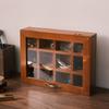 12 Grid/9 Grid 1pc jewelry&Tea&Spices Wooden Storage Showcase Box with Transparent Lid, Vintage Multifunctional Storage Home Furnish.