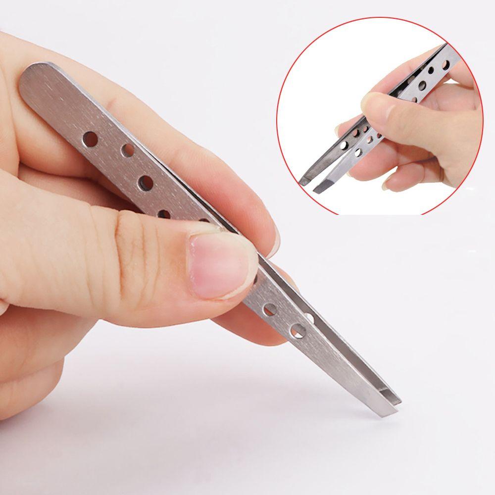 Eyelash Extension Applicator Hair Removal Eyebrow Tweezers Clip Stainless Steel Slant Tip