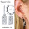 YUXINTOME 925 Silver Ear Needle Zircon Hoop gold Earrings For Women Square Plate Pendant Cutout Heart Earrings Fashion Jewelry