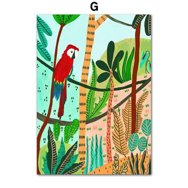 Тропический Тигр, Леопард, Рыба, Лотос, Марокко, Ваза, настенная живопись на холсте, постеры и принты, настенные панно для декора гостиной, без рамки