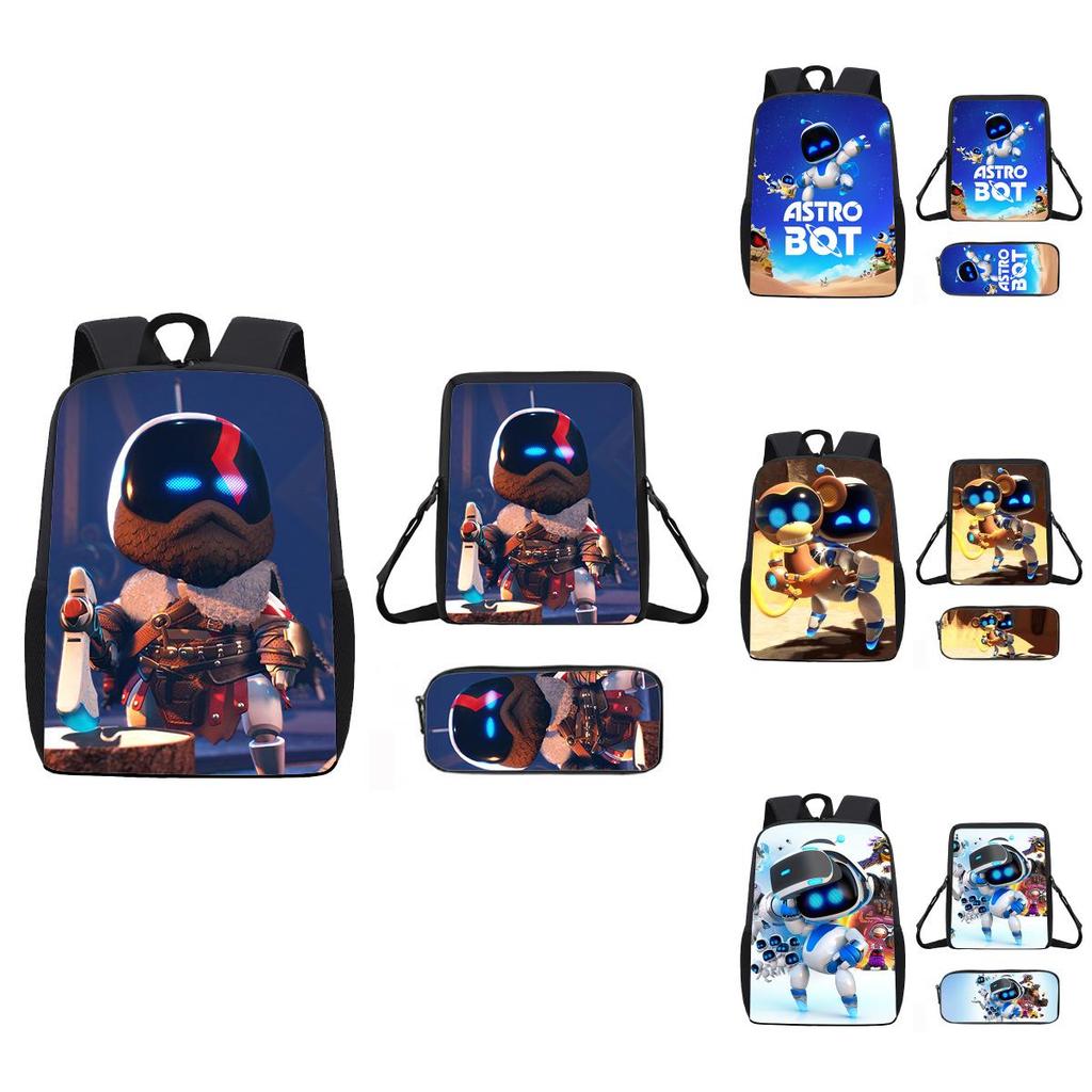 Astro Bot Backpack For Kids With Breathable Oxford Fabric And Cartoon Print For School Use