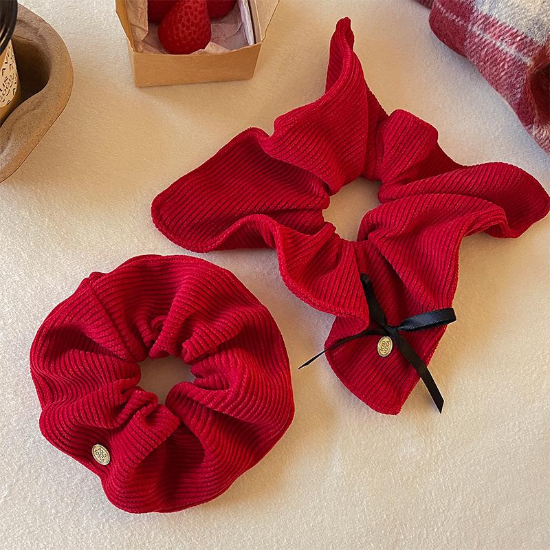 Рождественский красный анкарский шарф-скранчи - Новогодняя резинка для волос для женщин