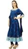 Atasi Модный женский синий праздничный костюм из индийского хлопка, расклешенный костюм Anarkali