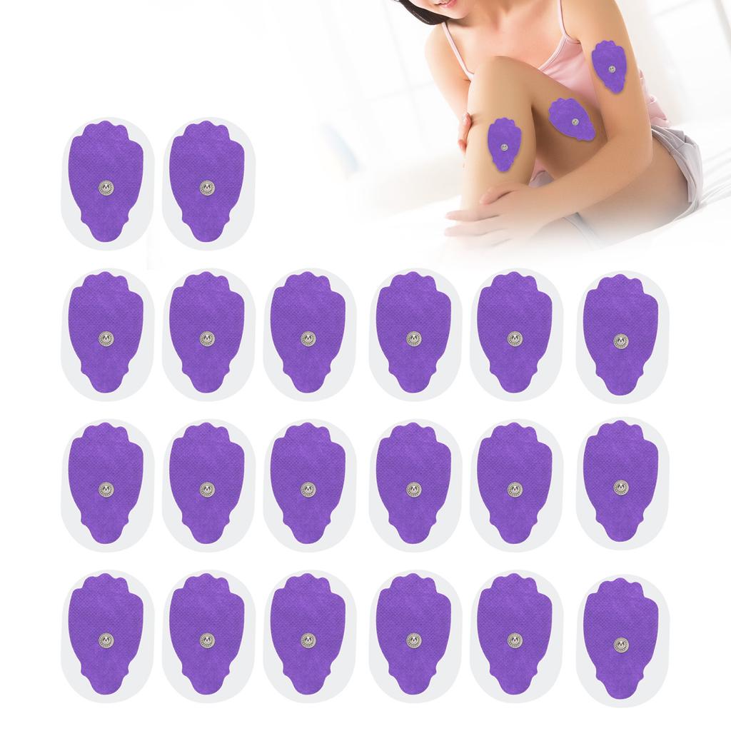 20 шт. нетканые пуговичные электродные подушечки ручной формы для массажной терапии TENs EMS фиолетового цвета