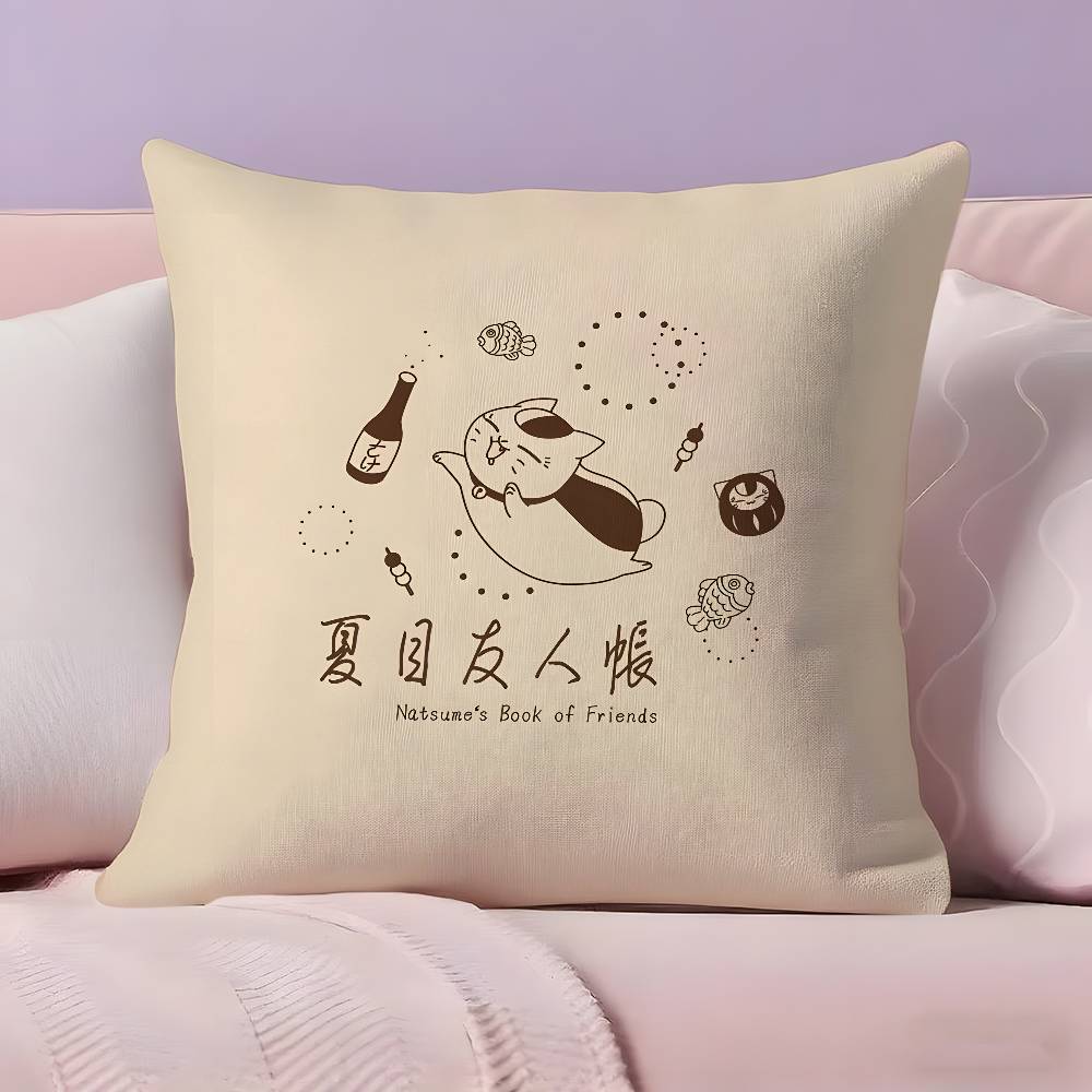 Аниме N-Нацумэ B-Книга F-Друзей Наволочка Ультра Мягкая Кожевенная Ткань Облачный Комфорт и Скрытая Молния