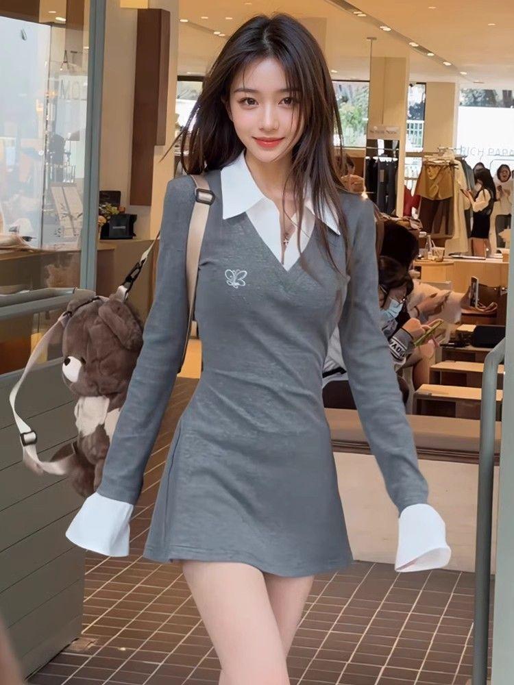 Школьная vacation two-piece shirt dress для женщин, осень и зима, чистое желание, сексуальная облегающая бедра красивая мачеха короткая юбка, внутренняя юбка