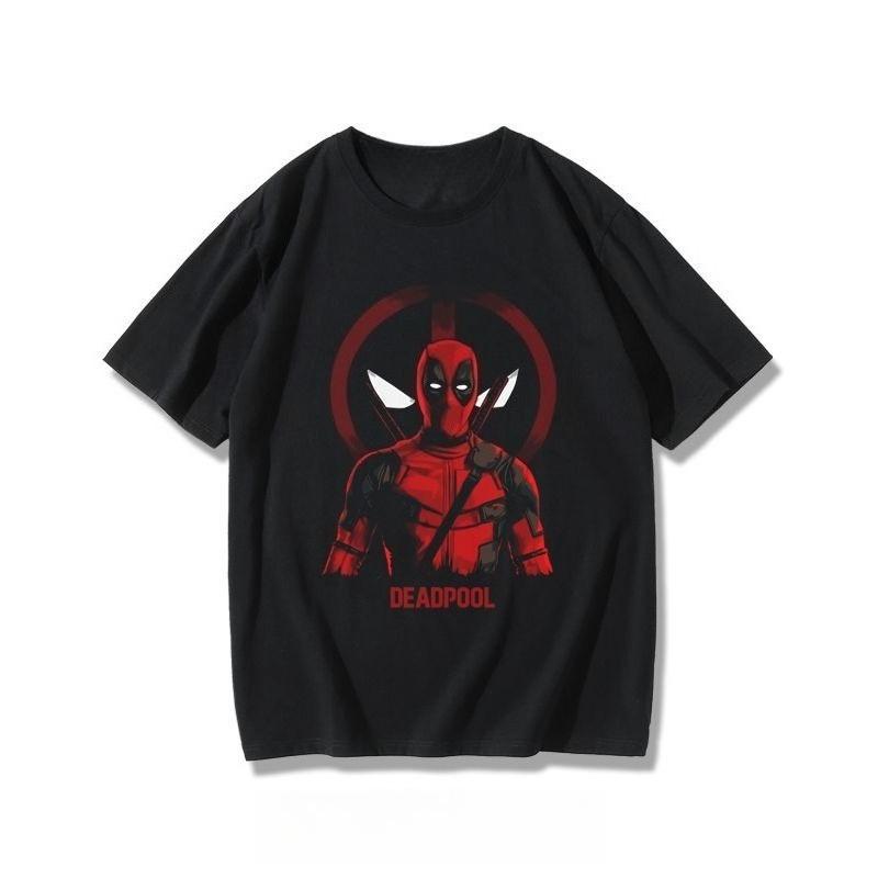 Deadpool Cartoon Movie Print T-shirt Summer New Men's and Women's Loose Casual Trend Top Autumn and winter innerwear