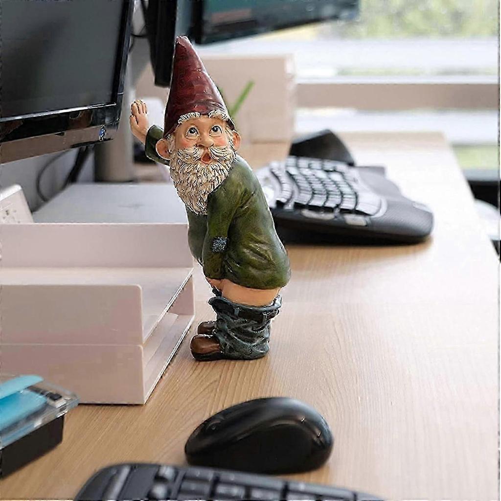 Garden Gnome Figure Decoration, 15 cm Resin Peeing Gnome Statue, Funny Garden Ornament, Outdoor Garden Decor