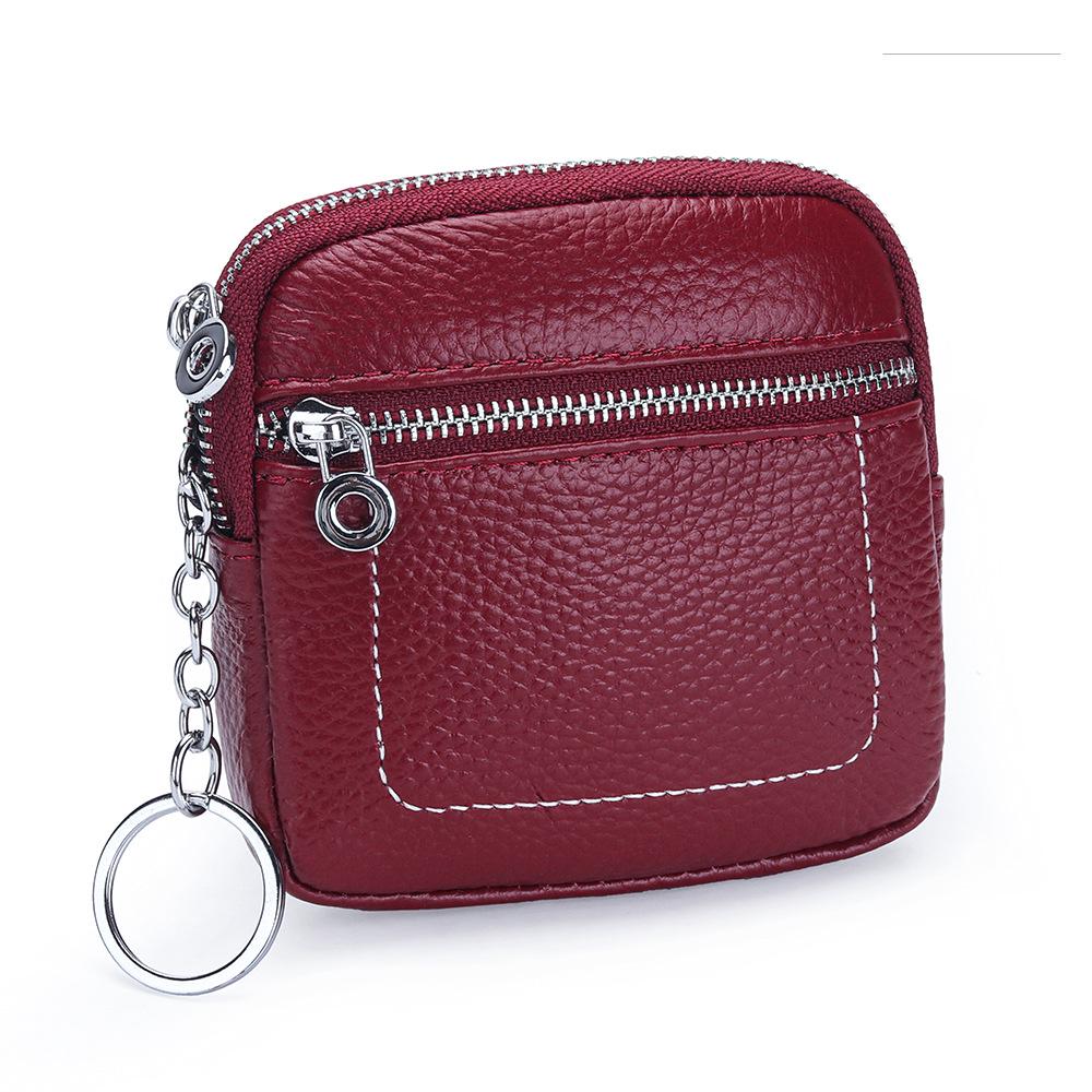 Женский мини-кошелек для монет из натуральной кожи на молнии - Компактное хранение водительского удостоверения, помады и наушников.