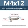 YiguYigu Nickel-Plated Phillips Flat Head Self-Tapping Screws M1-M5, Carbon Steel