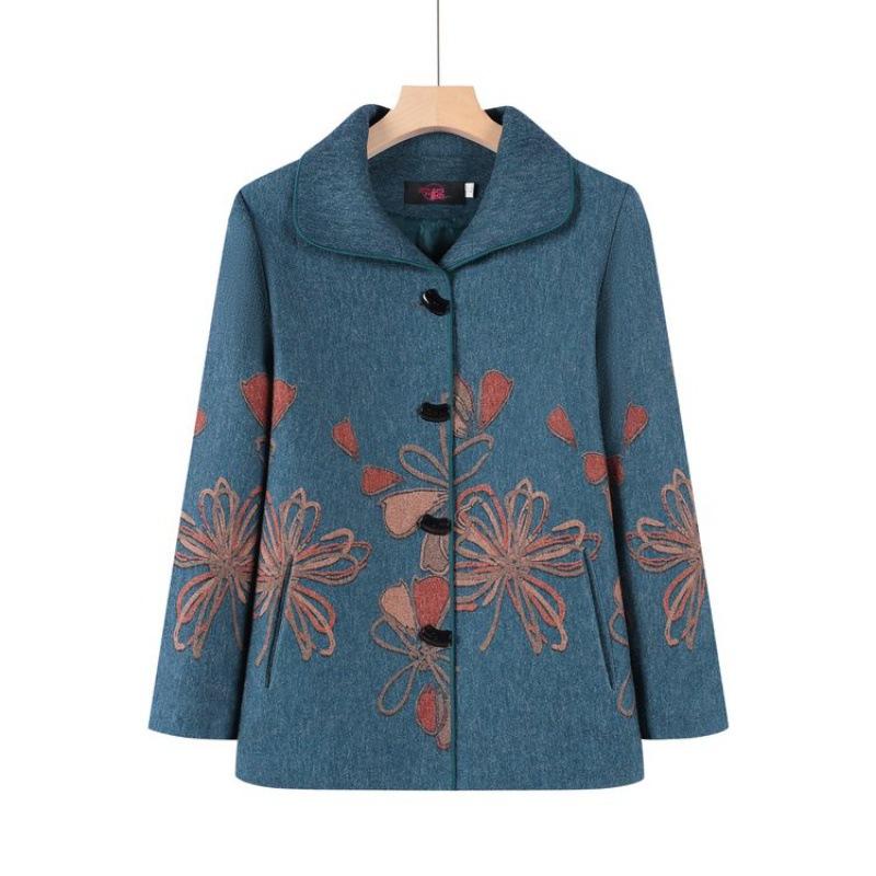 Куртка для бабушки, верхняя одежда, весна-осень, шерстяное пальто для мамы, квадратный вырез, модный наряд для старой леди