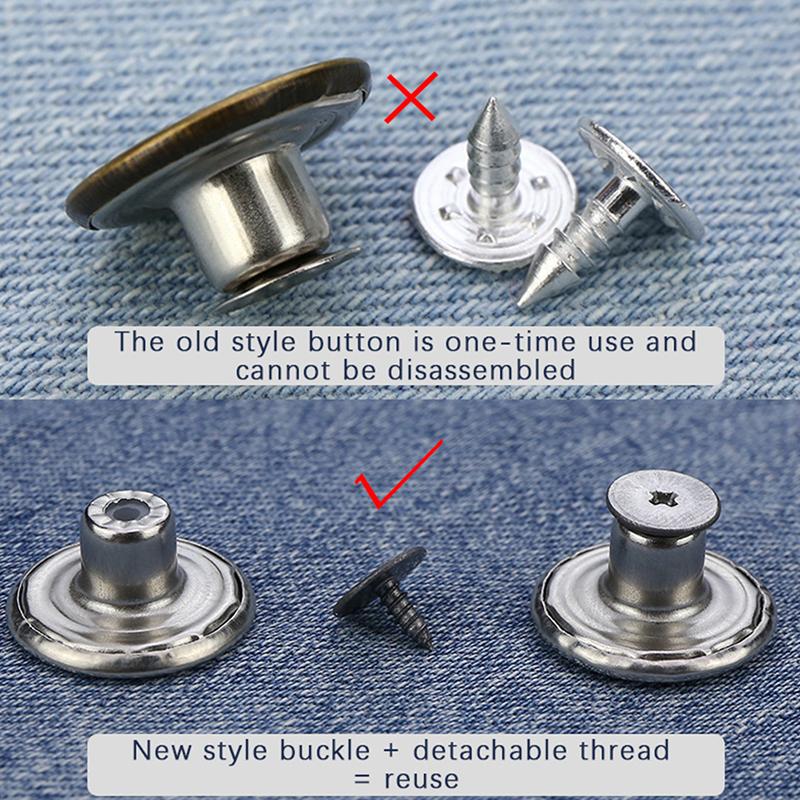 17Mm Jeans Snap Fastener Sewing-Free Button With Screw Pants Change Waist Size