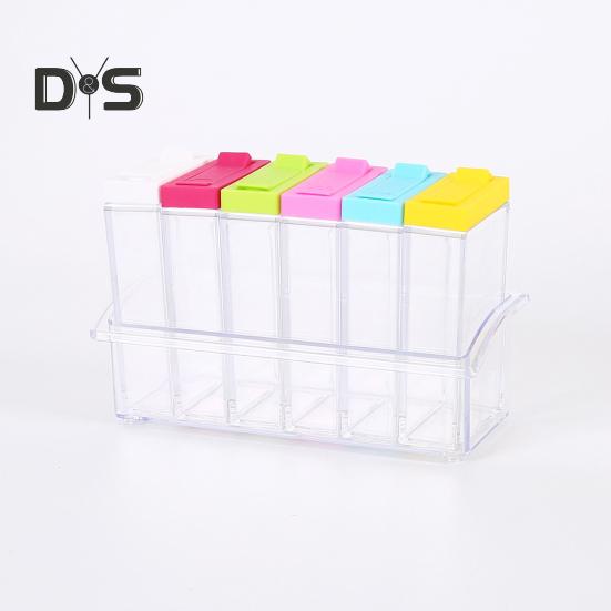 6 шт./компл. коробка для приправ с поддоном для хранения приправ, пластиковая влагостойкая банка для соли