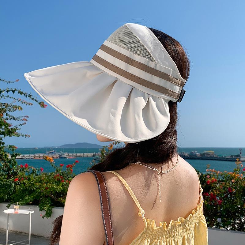 Big Eaves Empty Top Sun Hat Hat Women's UV Protection Versatile Face Cover Sun Protection Hat Outdoor Travel Show Washbasin Hat