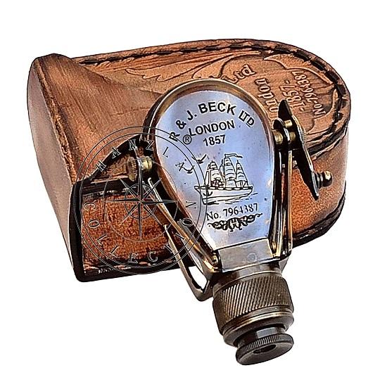 Small Single Brass Marine Vintage Binocular R, J Beck London 1857 Replica Model Antique Brass Finish