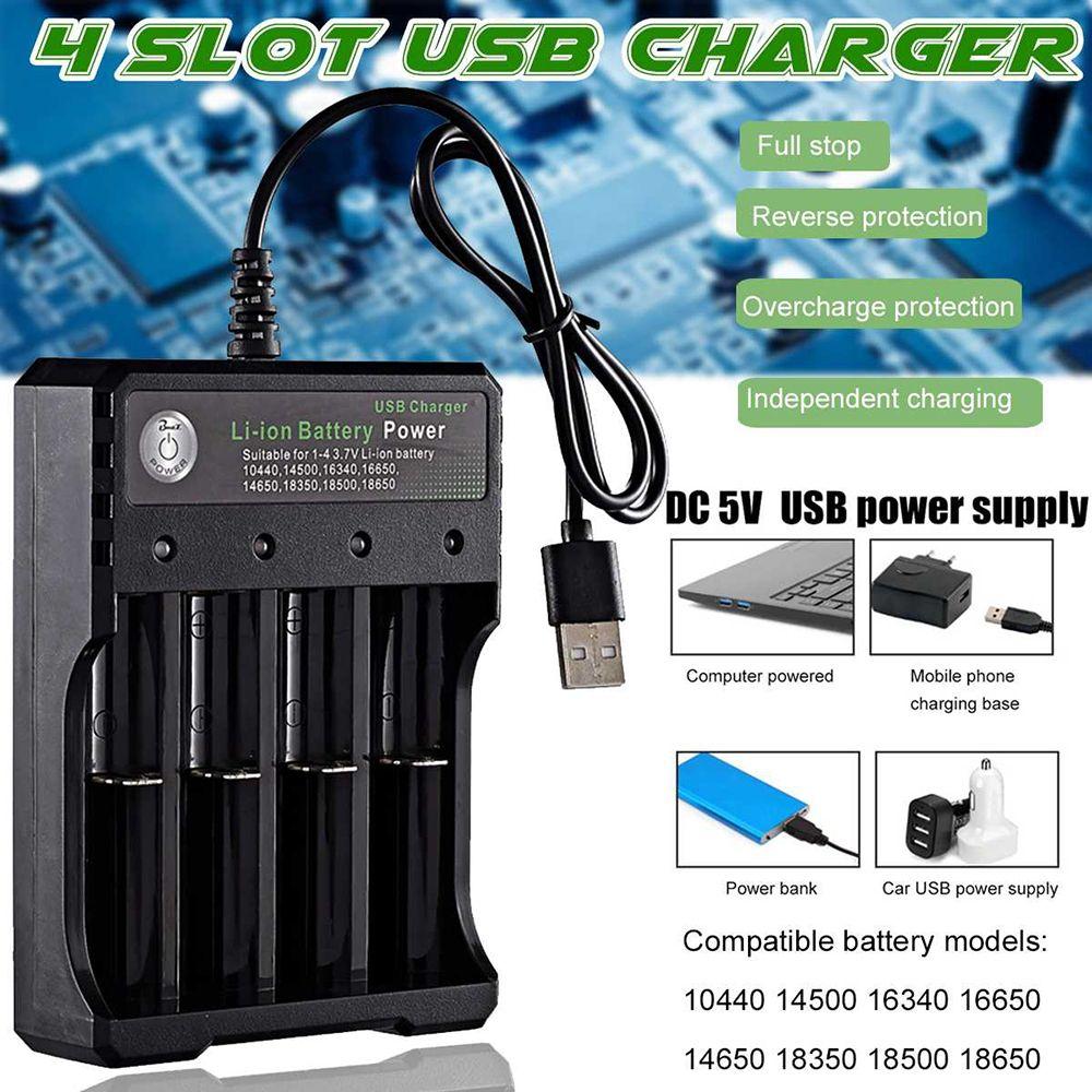 Li-ion Battery 18650/18500/16340/14500/26650 4 Slot Battery Charger For 18650 Charging USB Charger