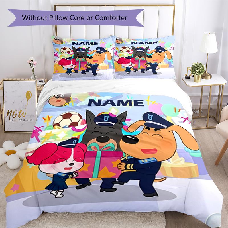 3pcs Custom Name Sheriff Labrador Bedding Set Duvet Cover Closure Includes 1 Duvet Cover & 2 Pillowcases, Soft and Comfortable for All Seasons.