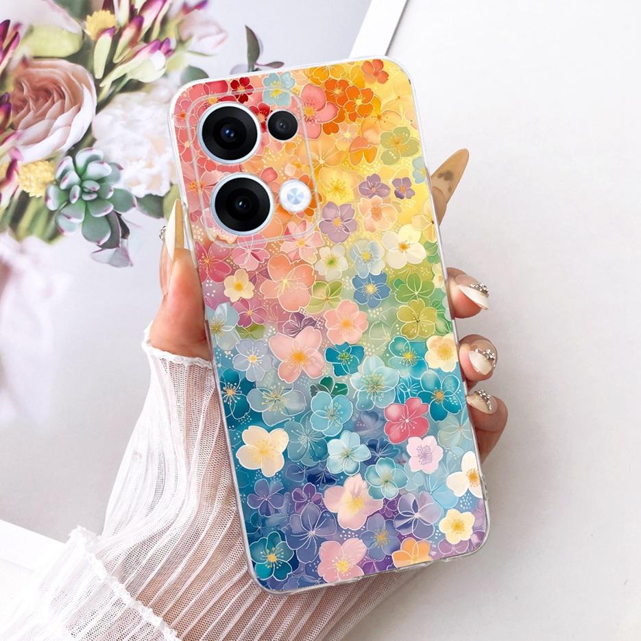 For Oppo Reno13 Pro Case CPH2697 Luxury Flowers Butterfly Painted Cover Soft Slim Phone Case For Oppo Reno 13 Pro Reno13 5G Bags