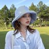 Корейская версия свежей полосатой панамы, весенне-летней тонкой женской уличной солнцезащитной шляпы со шнуровкой и большими карнизами, складной солнцезащитной шляпы