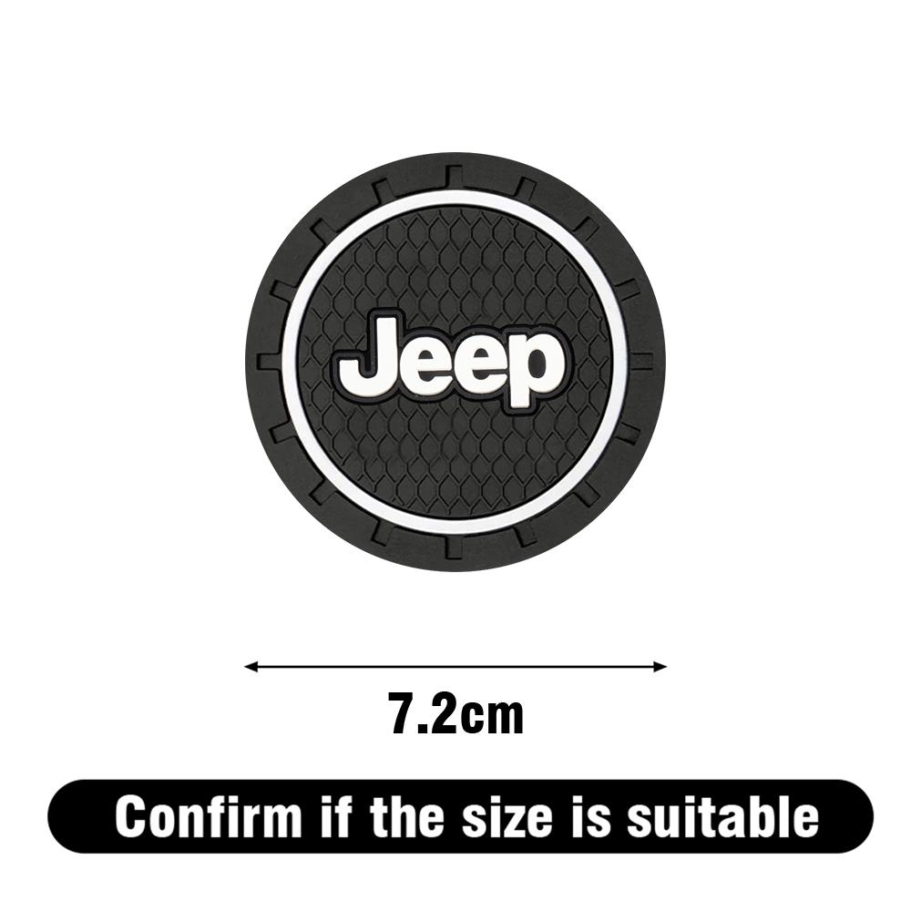 1/2pc Auto Emblem Water Cup Slot Mat Silicone Car Coasters Accessories For Jeep Renegade Compass Wrangler Patriot Grand Cherokee