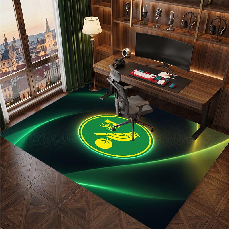 Norwich City Football Print Crystal Velvet Rug, Comfortable Water Absorbent Non Slip Indoor Floor Carpet