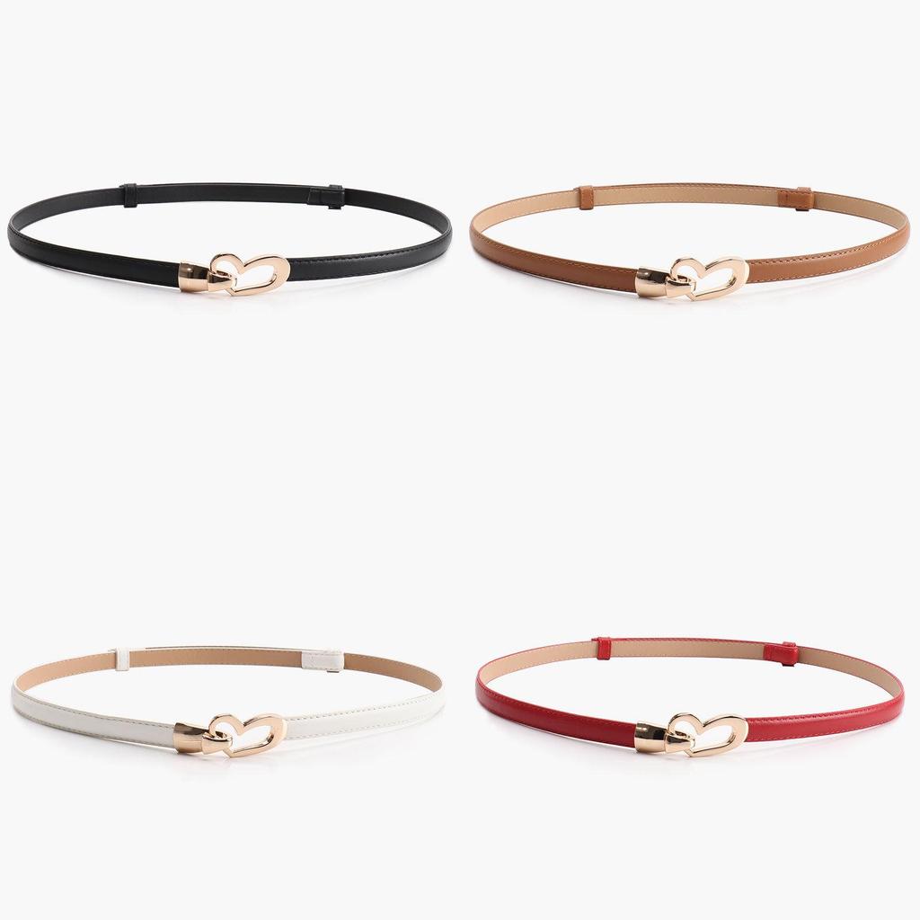 Womens Casual Alloy Belt With Heartshaped Buckle And Adjustable Pu Strap For Daily Wear