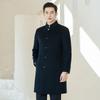 Мужское пальто средней длины из шерстяной смеси в новом китайском стиле с воротником-стойкой TLUOMAN