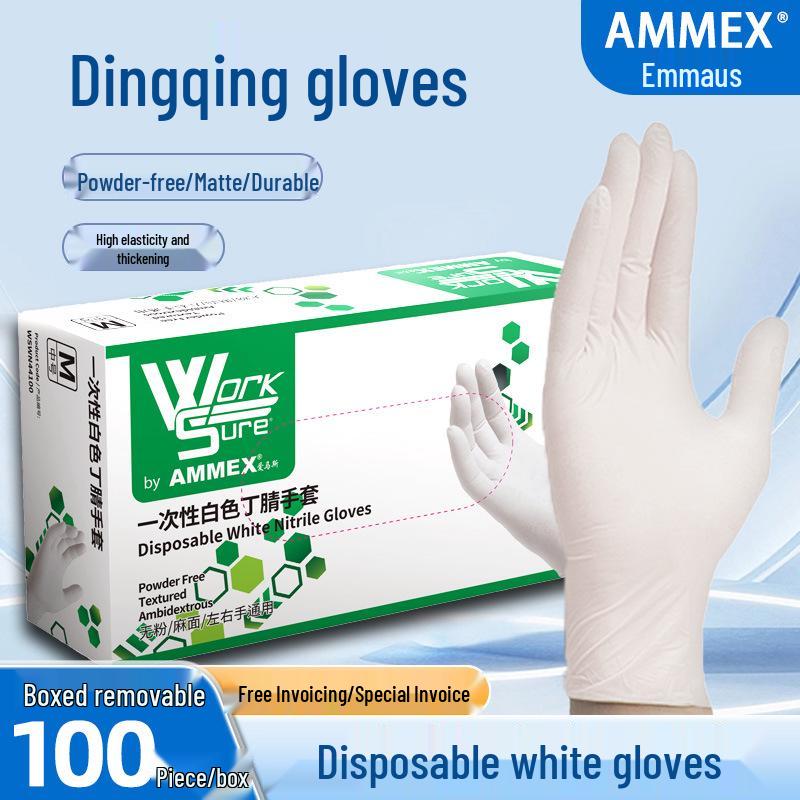 White Disposable Nitrile Gloves for Kitchen, Cleaning, and Salon Use