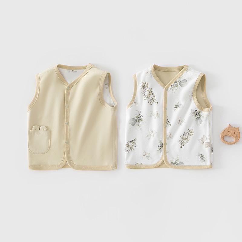Reversible Newborn Cotton Vest: Double-Layer, Sleeveless, Spring/Autumn Style