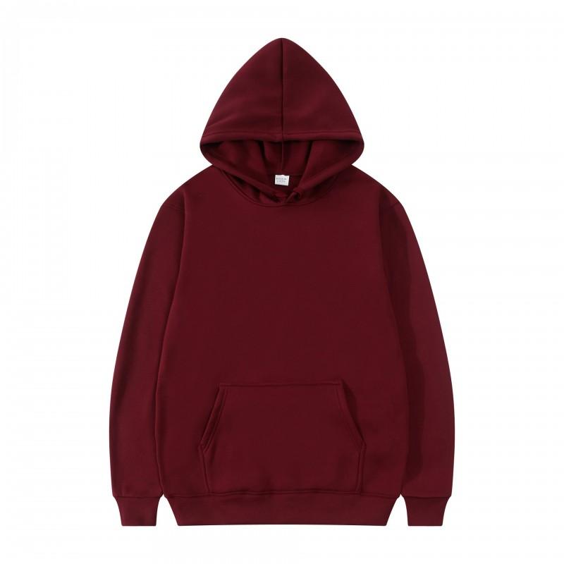 Winter Fleece Hooded Sweatshirt Men Solid Color Loose Casual Sport Outerwear