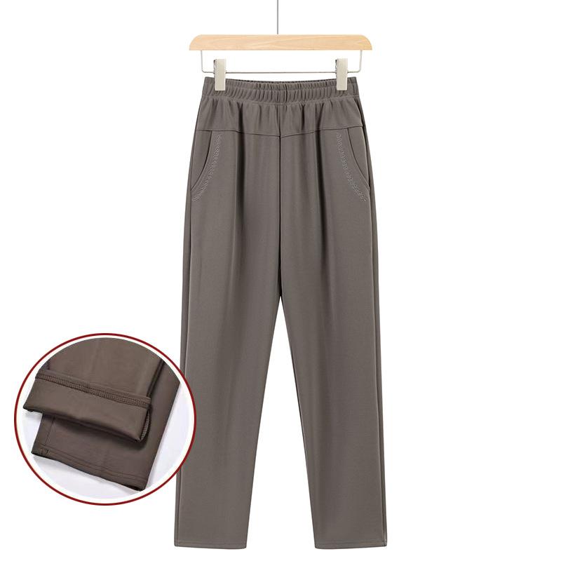 Oversize 8XL Women Trousers Solid Elastic High Waist Casual Pants Autumn Winter Female Straight Pants Mother Long Pants
