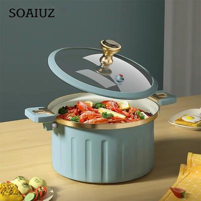 Микроскороварка с эмалированной подкладкой, антипригарным покрытием, 8 л, двухтактный замок, напорный бак с крышкой, силиконовое уплотнение, клапан с защитой от проливания, напорный бак