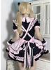 Maid Gothic Waitress Cosplay Costume with Frilled Lolita Neat and Perfect for Cafes and Amusement Short Black and Pink Ear Size [Shangki
