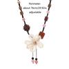 Ethnic Wooden Flower Necklace Vintage Star Pendant Necklace Personality   Couple