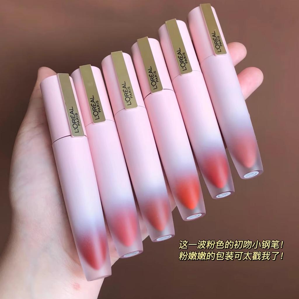 Authentic Product! L'Oreal First Kiss Little Steel Pen Lip Glaze Matte Big Brand Lipstick Lip Gloss for Women