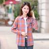 Women's Medium Length Striped Shirt Stand-up Plaid Shirt Casual Loose Shirt Office Shirt