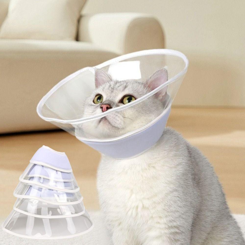 Soft Pet Protective Collar Clear Cat Elizabethan Ring Reusable Cat Recovery Cone Collar  for Neck