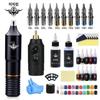 Machine Machine Needle Pen Semi-Permanent Tattoo Kit Professional Wireless Set, Ink Abyss Nether Black Gold Ring, 1 Set
