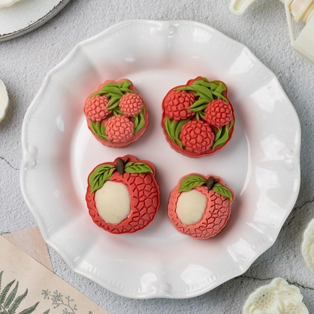 Plastic Litchi Shaped Mooncake Mold Non-Stick Cookie Stamp Durable Dessert Mold  Ice Skin