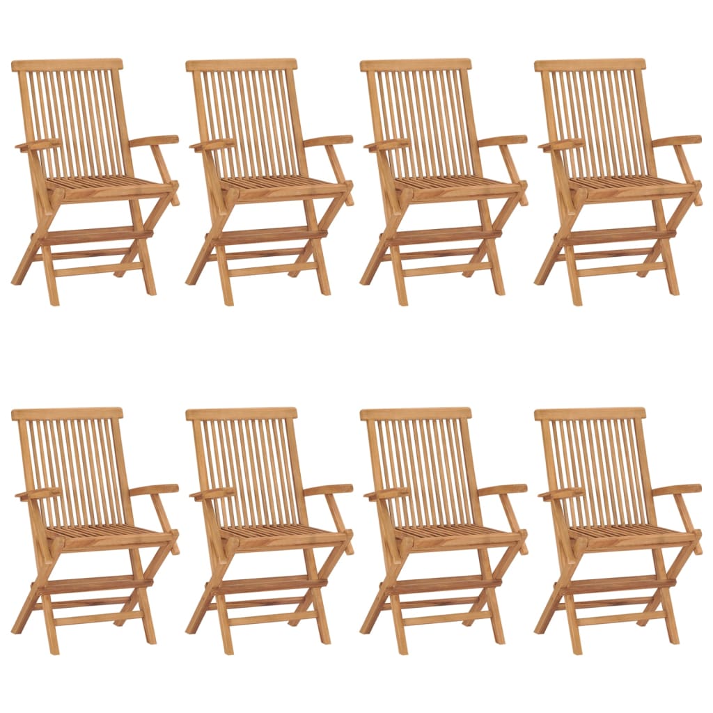 Garden Chairs with Taupe Cushions 8 pcs Solid Teak Wood