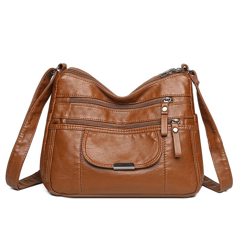Crossbody Bag Fashionable and Simple Soft Leather Washed Retro Single-shoulder Backpack