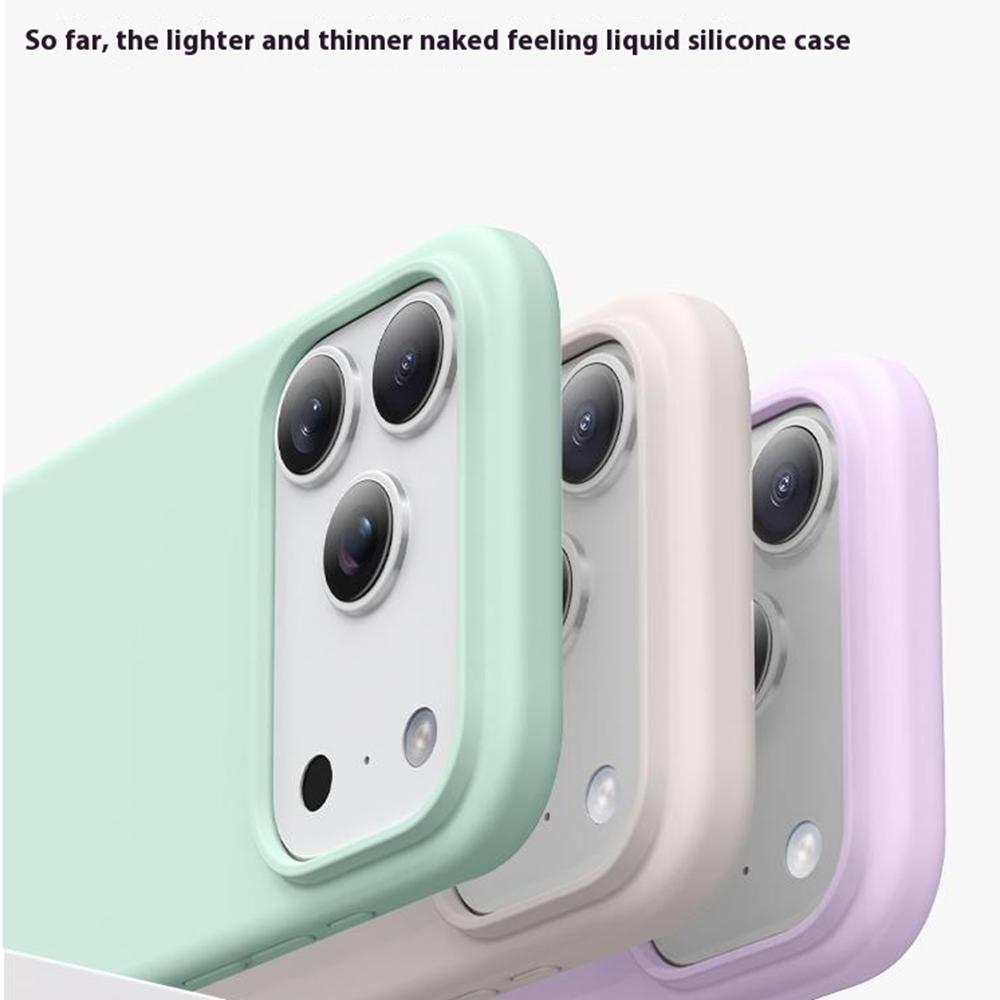 Для iPhone 17 Pro Max Чехол Ультратонкий Жидкий Силикон+ПК Противоцарапный Чехол для Телефона с Кнопкой Управления Касанием Камеры