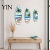 Multi-layer Polished Wood Art 3Pcs Wooden Surfboard Wall Decor, Natural Hanging Sign, Eco-friendly Sculpture Lightweight Tropical Summer Theme