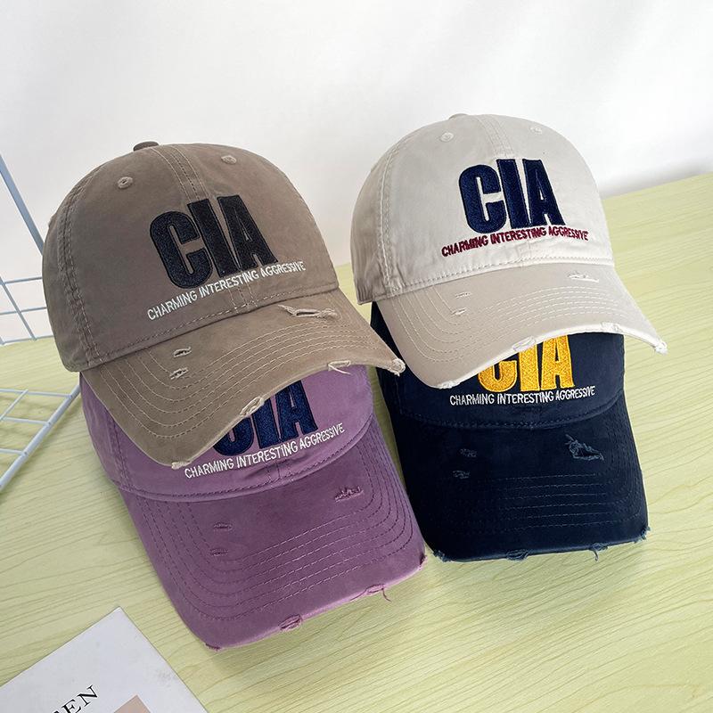 American retro embroidered distressed baseball cap, versatile for all seasons, makes the face look smaller, sports cap, student street fashion