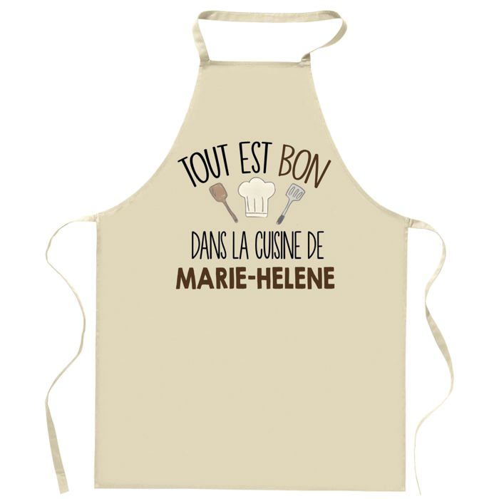Planetee Tablier Tout est bon dans la cuisine de MARIE-HELENE | Cadeau original Prénom pour Cuisinière | Vêtement Blouse protection