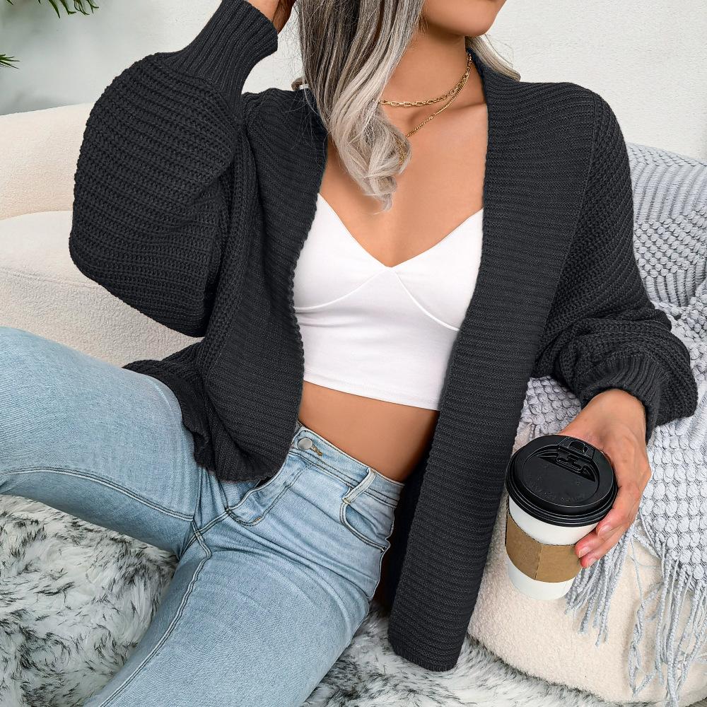 DAFIFY Women's Fashion Casual Solid Color Print Fall Winter Long Sleeve Sweaters Cardigans