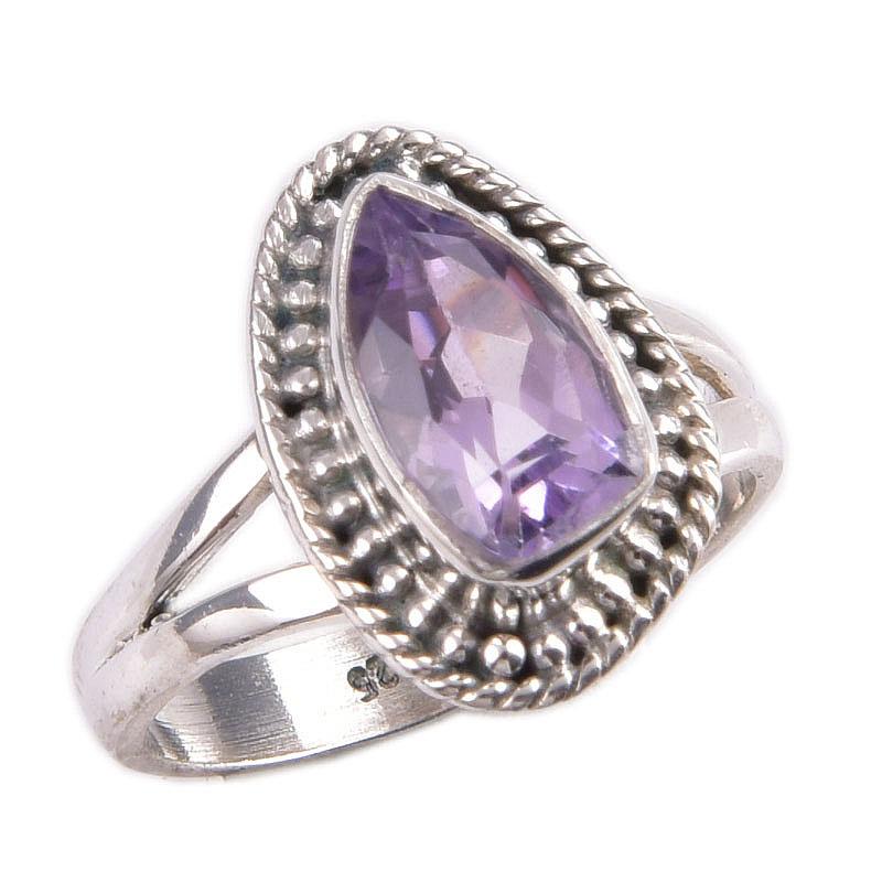Натуральный розовый аметист драгоценный камень ручной работы 925 стерлинговое серебро ювелирное кольцо р.6 o6a90