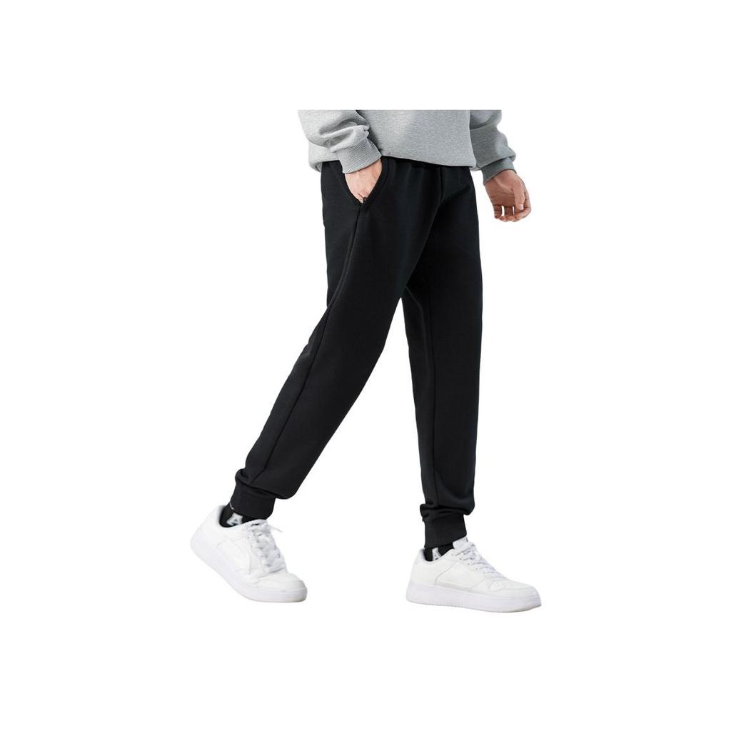 Li Ning Sports Lifestyle Series однотонные свободные брюки с манжетами, влагоотводящие, дышащие, повседневные брюки для мужчин, черные AKLTE51-1