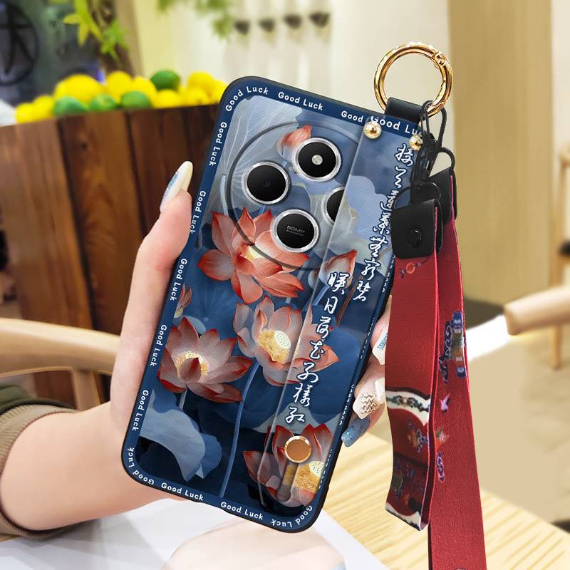 Waterproof Elderly lady Phone Case For Redmi A4 5G For Mom Wrist Strap Silicone Protective Soft case Phone Holder Ring